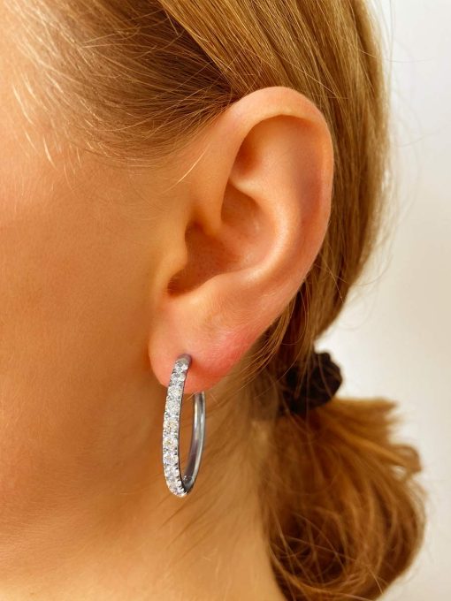 CRYSTALIZED SHINE HOOP LARGE Ohrringe Silber ICRUSH Gold/Silver