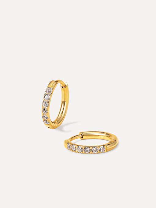 CRYSTALIZED SHINE HOOP Medium Ohrringe Gold ICRUSH Gold/Silver