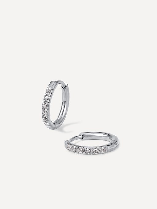 CRYSTALIZED SHINE HOOP Medium Ohrringe Silber ICRUSH Gold/Silver