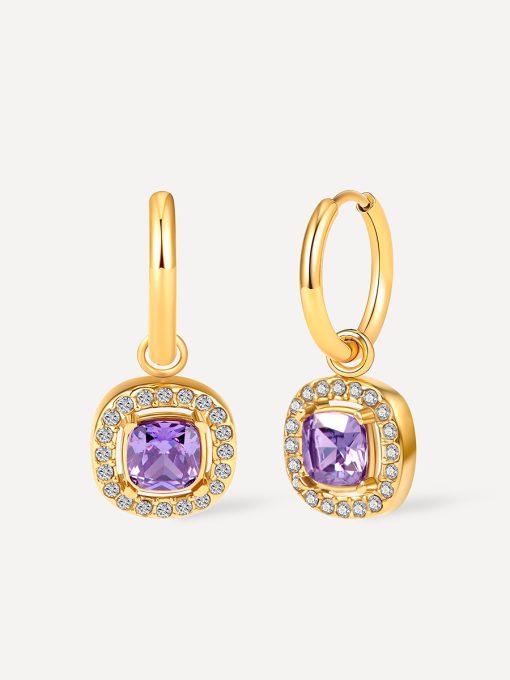 Eternal Purple Square Ohrringe Gold ICRUSH Eternal Purple Square Ohrringe Gold ICRUSH Gold/Silver