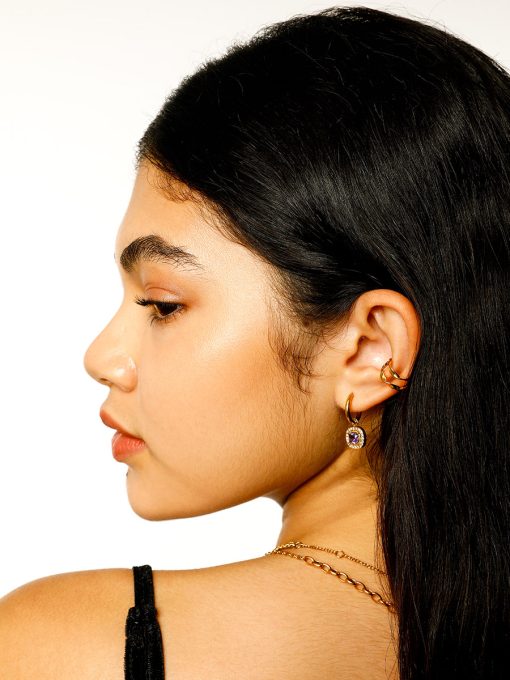 Eternal Purple Square Ohrringe Gold ICRUSH Gold/Silver