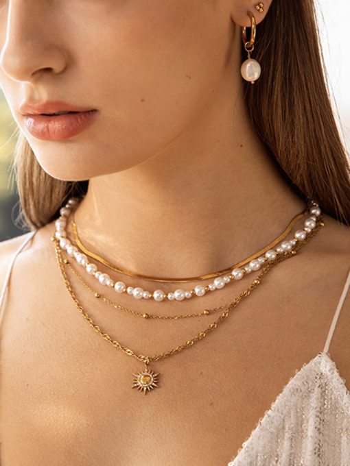 Beaded Pearl Kette Gold ICRUSH Gold/Silver