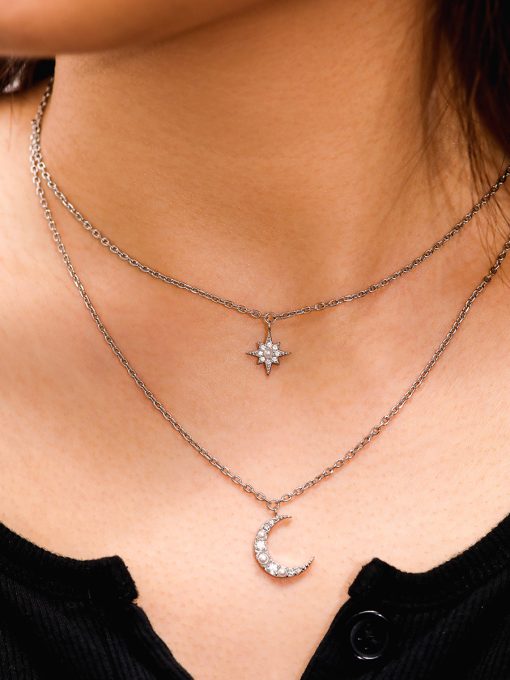Moon Phase N Star Double Layer Kette Silber ICRUSH Gold/Silver
